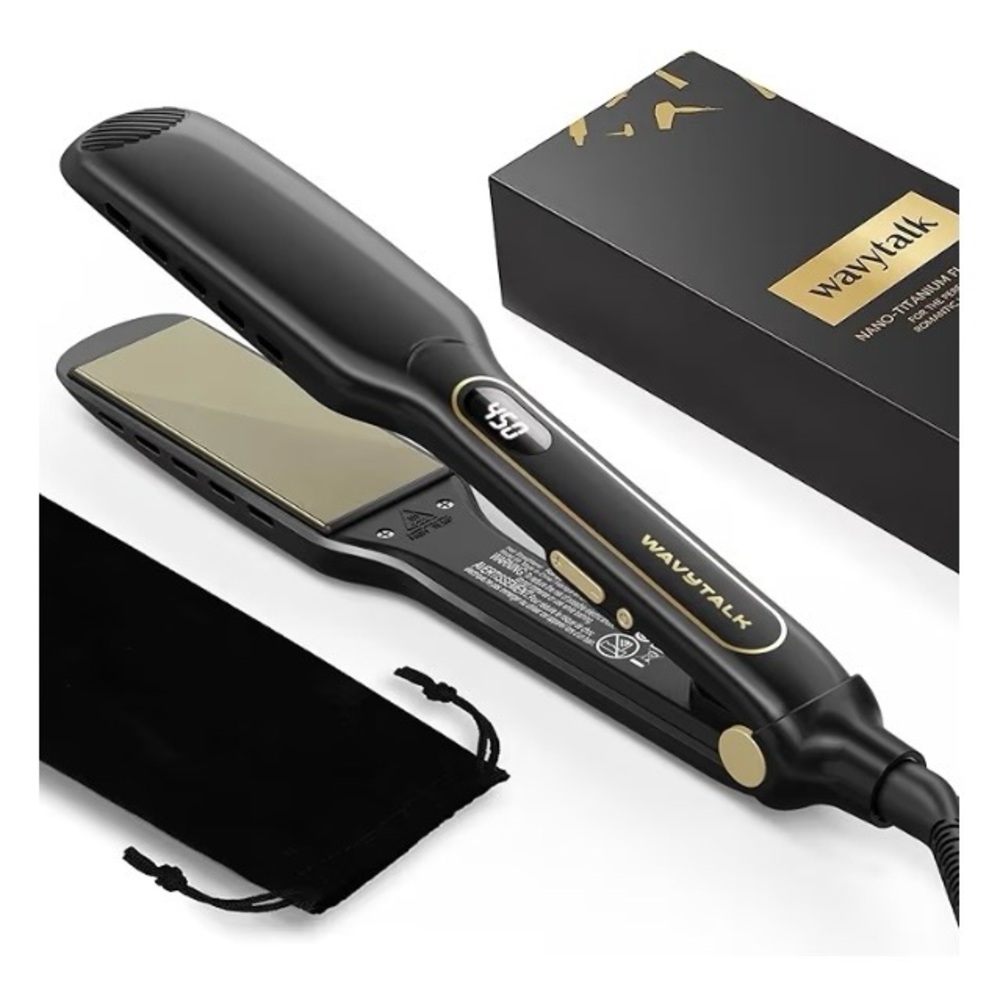 BRAND NEW Wavytalk Wet to Straight Hair Straightener, Titanium 1.75 Inch. Black